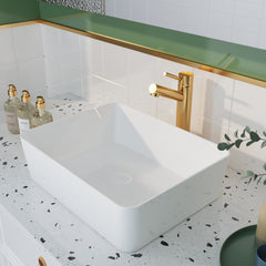 DeerValley Bath DeerValley DV-1V031 Ally Ceramic Sleek Rectangular Bathroom Vessel Sink Vessel Sink