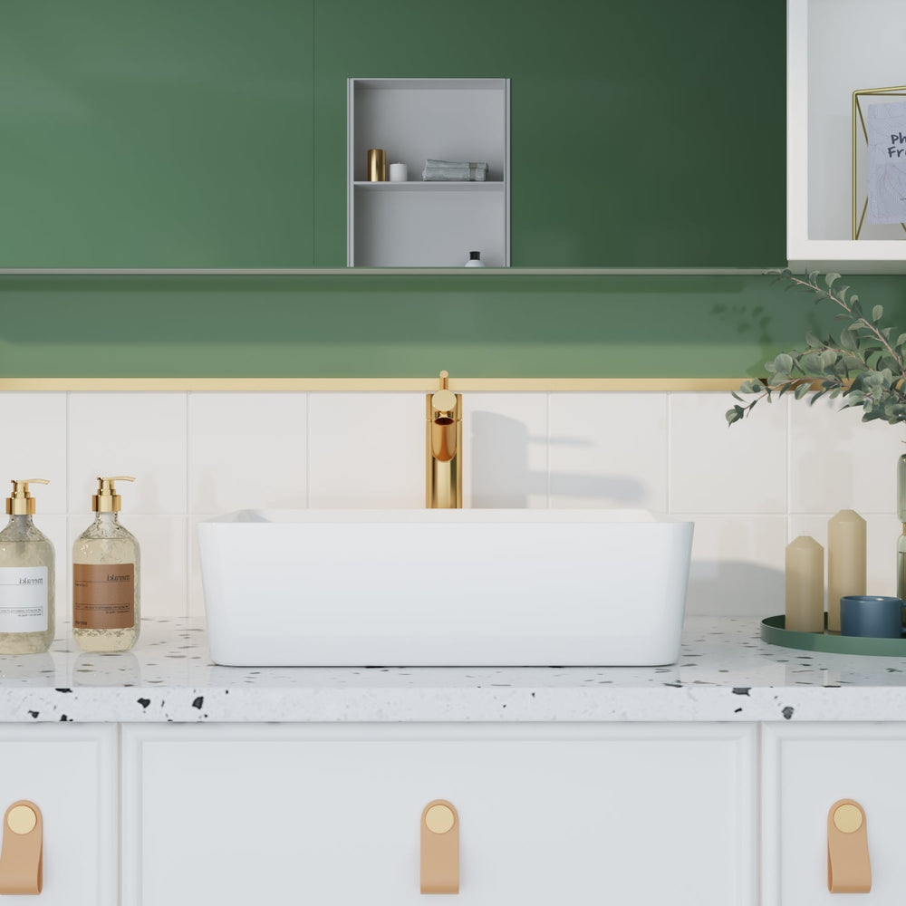 DeerValley Bath DeerValley DV-1V031 Ally Ceramic Sleek Rectangular Bathroom Vessel Sink Vessel Sink