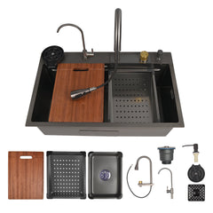 29.5" x 18" Rectangular Stainless Steel Kitchen Sink, Multifunction with Multiple Sizes