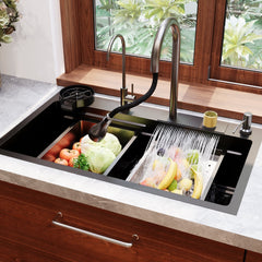 29.5" x 18" Rectangular Stainless Steel Kitchen Sink, Multifunction with Multiple Sizes