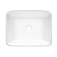 DeerValley Bath DeerValley DV-1V0001 Ally Black and White Ceramic Rectangular Vessel Bathroom Sink Vessel Sink
