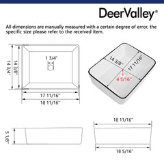 ALLY 19" Rectangular Vessel Bathroom Sink, Without Overflow