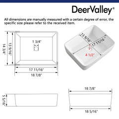 ALLY 19" X 15" Rectangle Vessel Bathroom Sink, Without Overflow With Multiple Types