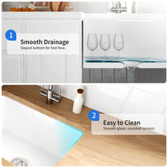 Deervalley DV-EU1K515 Undermount Kitchen Sinks Fireclay Quiet Drainage Design