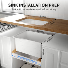 Deervalley DV-EU1K515 Undermount Kitchen Sinks Fireclay Quiet Drainage Design