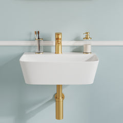 DeerValley DV-EU1WS0433 Wall Mounted Sink – Easy Clean & Durable with Wall/Counter Mount and Faucet Hole
