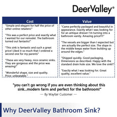 DeerValley Bath DeerValley DV-1V031 Ally Ceramic Sleek Rectangular Bathroom Vessel Sink Vessel Sink