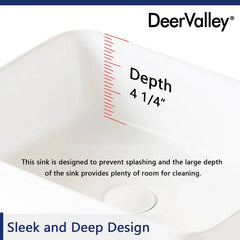 DeerValley Bath DeerValley DV-1V031 Ally Ceramic Sleek Rectangular Bathroom Vessel Sink Vessel Sink