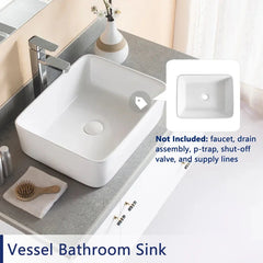 DeerValley Bath DeerValley DV-1V031 Ally Ceramic Sleek Rectangular Bathroom Vessel Sink Vessel Sink