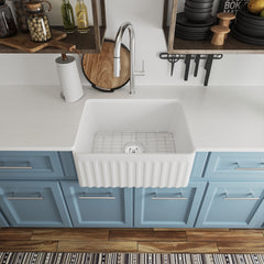 DeerValley DV-EU1K022 Farmhouse Kitchen Sinks 9" Deep Bowl Splash-Proof 3.5" Drain Compact