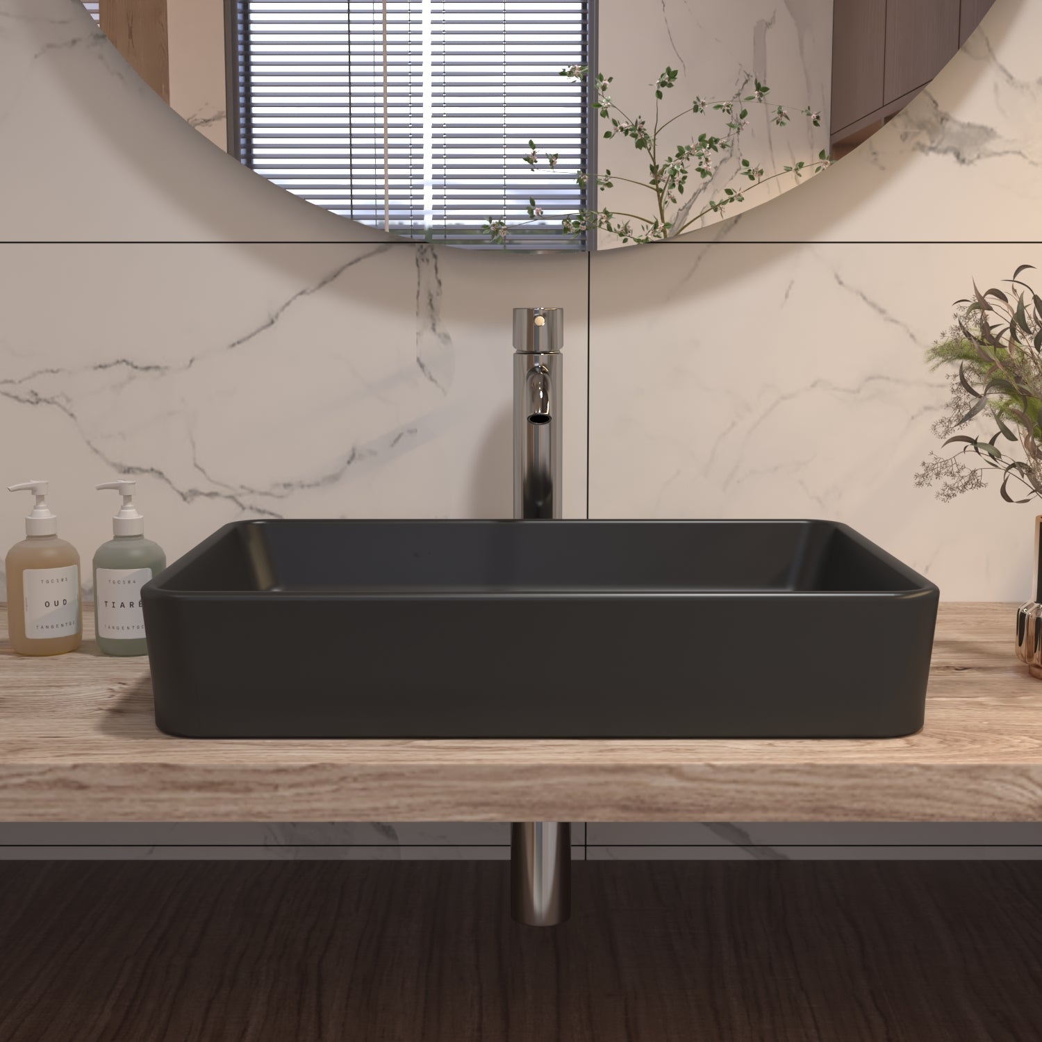 ALLY 15.75" Rectangular Vessel Bathroom Sink, Without Overflow With Multiple Colors