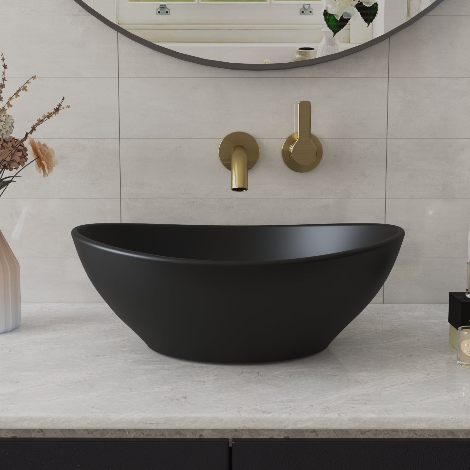 HORIZON Oval Vessel Bathroom Sink, Without Overflow With Multiple Colors