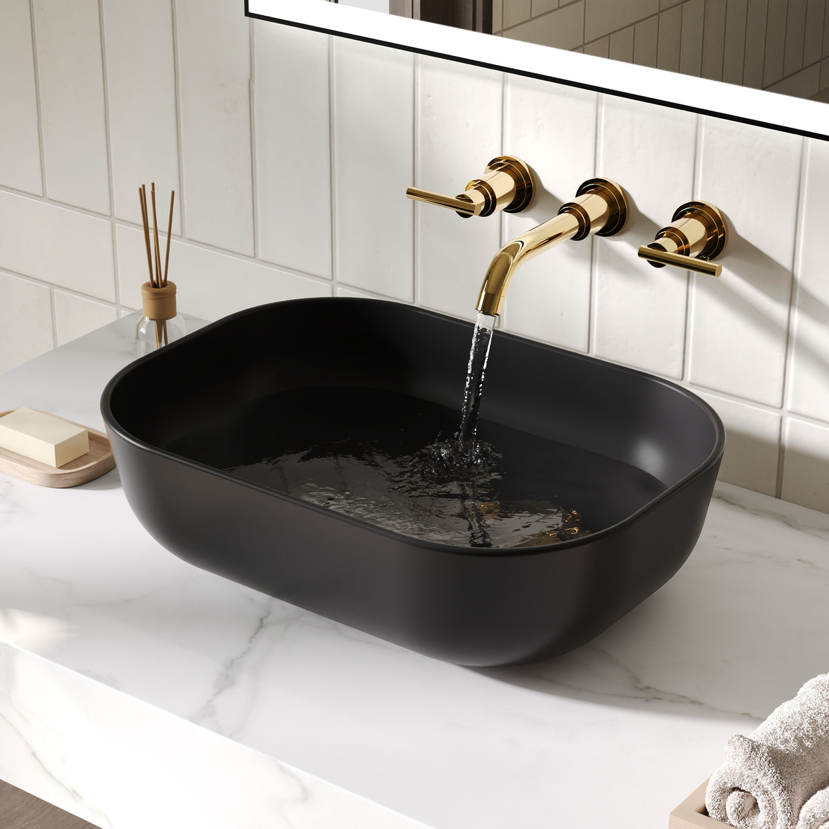 PRISM 20" Rectangular Vessel Bathroom Sink, Without Overflow