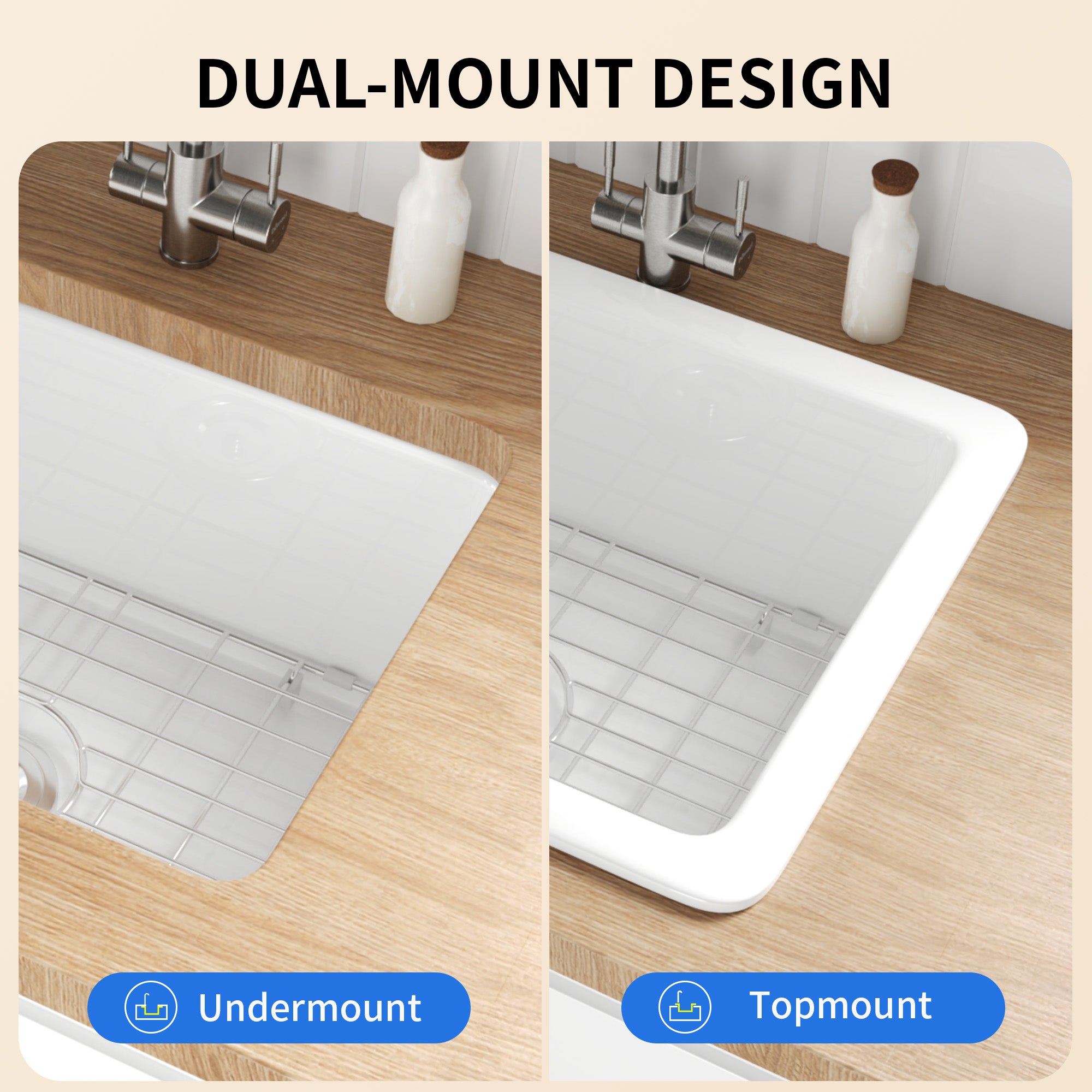 Deervalley DV-EU1K515  Undermount Kitchen Sinks Fireclay Quiet Drainage Design