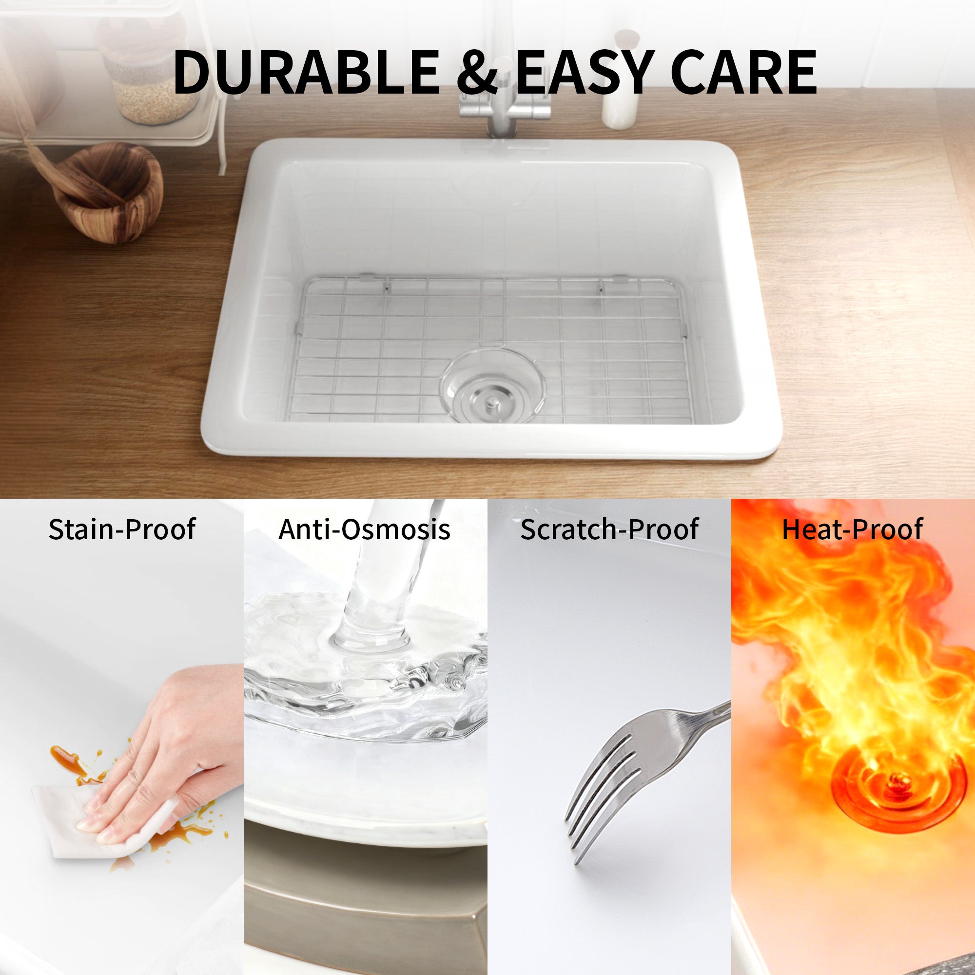 Deervalley DV-EU1K515  Undermount Kitchen Sinks Fireclay Quiet Drainage Design