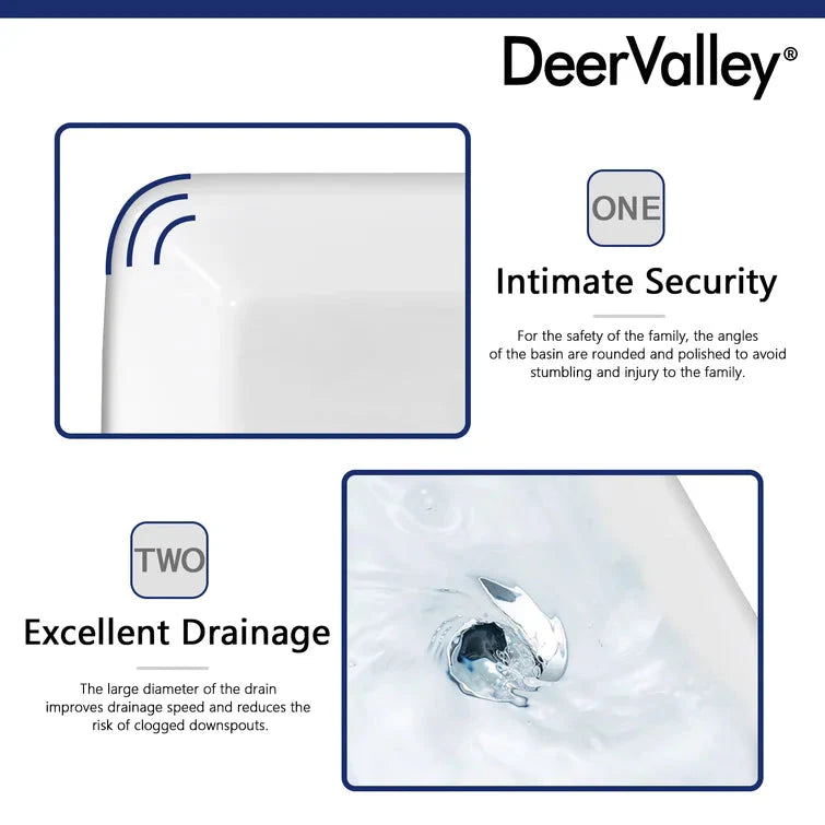 DeerValley Bath DeerValley DV-1V031 Ally Ceramic Sleek Rectangular Bathroom Vessel Sink Vessel Sink